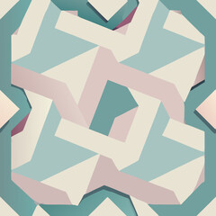 Pink and blue abstract geometric vector illustration of a man made of triangles and stars with a seamless origami pattern for a business wallpaper design