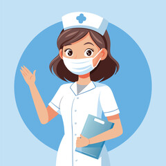 A Caring Nurse Ready to Help and Wearing a Mask Against Viruses