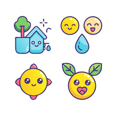 set of funny cartoon houses