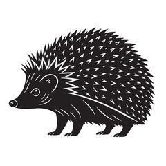 black hedgehog Silhouette Vector, High Quality Illustration on White Background