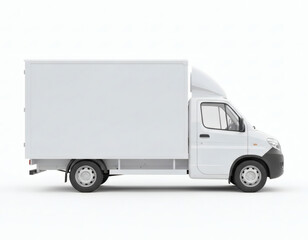 White Small Clean Delivery Truck Mockup Isolated on White Background