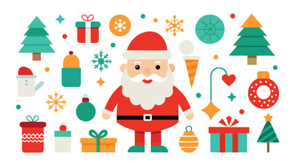 Festive Christmas Icons and Elements in a Flat Design Style