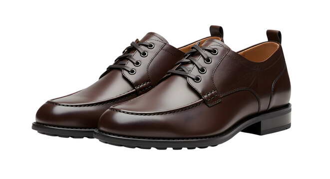 Elegant brown leather dress shoes with classic design, featuring lace-up closure and detailed stitching, perfect for formal occasions and professional settings
