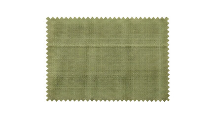 Textured green fabric swatch with a zigzag edge, showcasing a woven pattern, ideal for fashion design, upholstery, and textile applications, emphasizing versatility and style
