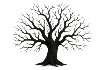 Big leafless tree with transparent background standing tall and imposing