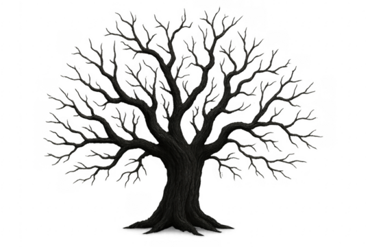 Big leafless tree with transparent background standing tall and imposing