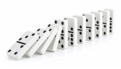 Falling Dominoes Chain Reaction Contagion Sequence Risk and Business Concept