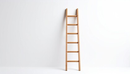 Wooden Ladder against White Wall Home Decor Minimalist Interior Design Simple Background