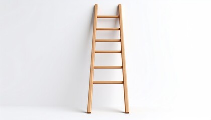 Wooden Ladder against White Wall Simple Clean and Minimalist Home Decor Image