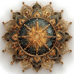 Obraz premium Decorative golden mandala with intricate floral details high resolution picture