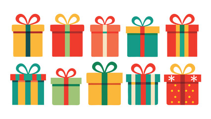 Colorful Gift Boxes with Ribbons and Bows for Celebrations and Holidays