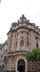 Fototapeta premium Building with ornate architectural details on a corner in Buenos Aires, Argentina