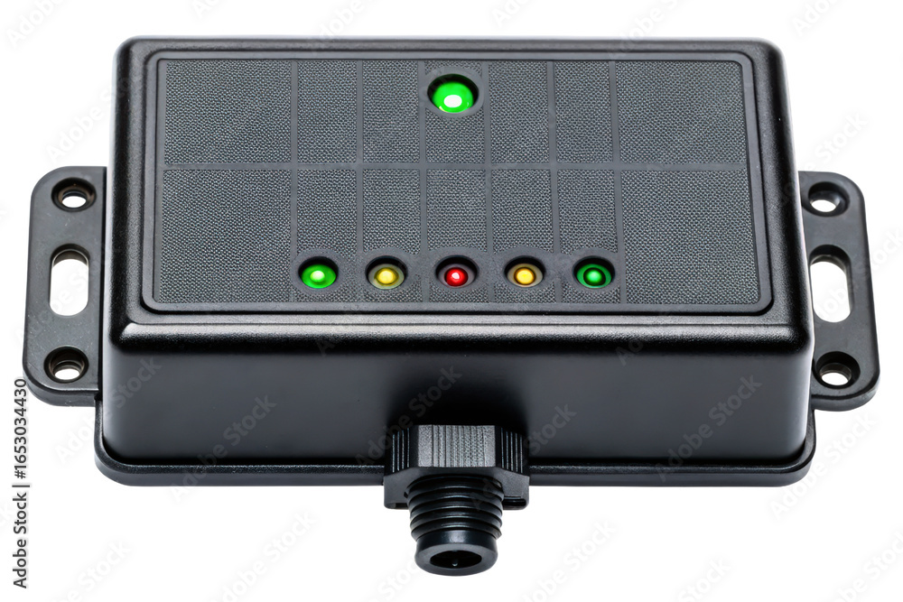 Aufkleber industrial control box with status indicator lights for machinery isolated with transparent backgrou