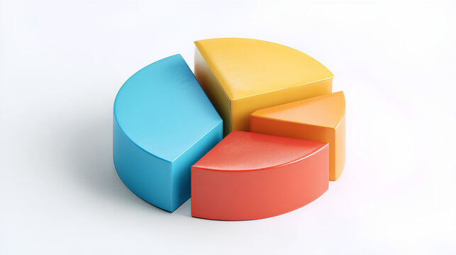Pie chart icon on white background  - 3d illustration Stock Illustration