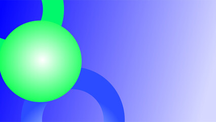 Blue green orb and sphere over sky blue background