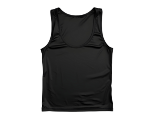 Black sleeveless tank top on a transparent background