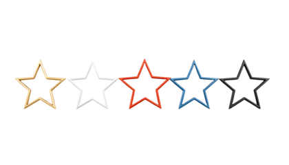 Five Star Rating Icons on Transparent Background