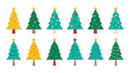 Festive Christmas Tree Assortment A Colorful and Cheerful Holiday Illustration