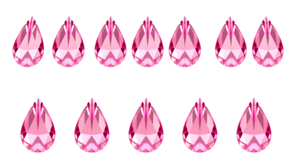 Pink Gemstone Array Isolated PearShaped Jewels
