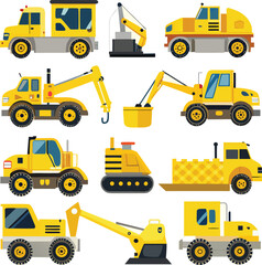 set of construction machines