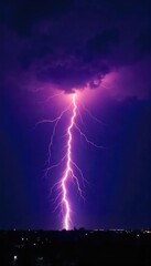 Fototapeta premium Powerful Lightning Strike Dramatic Night Sky Image - High-Resolution Background