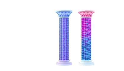 Colorful 3D Rendered Columns on Transparent Background