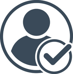 Valid User Circle Icon with Tick Checkmark Confirmation in Transparent Style