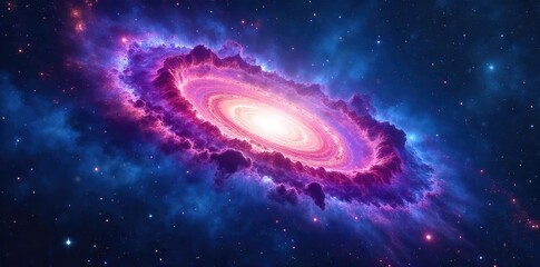 Vibrant Nebula Swirling in Blues and Purples A Cosmic Andromeda-like Galaxy