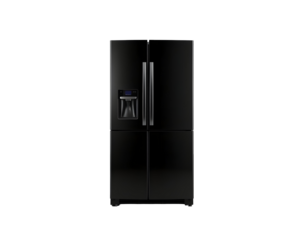 Black Modern Refrigerator Isolated on Transparent Background