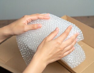 Unpacking Delivery Box with Bubble Wrap Protection
