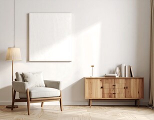 Modern minimalist living room scene
