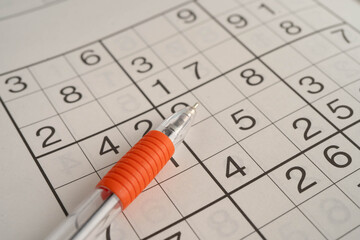 Sudoku puzzle, game to play for keep you brain younger for developing Alzheimer disease in senior...