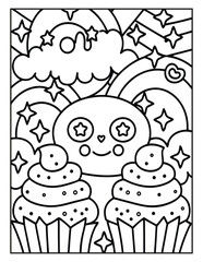 Halloween Spooky Coloring Page for Kids and Adults | Creepy and Fun Halloween Illustration