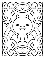 Halloween Spooky Coloring Page for Kids and Adults | Creepy and Fun Halloween Illustration