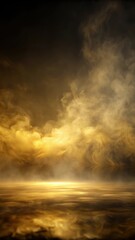 Foggy golden mist floating on a dark canvas with subtle texture and depth effect