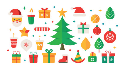 Festive Christmas Icons and Elements for Holiday Designs and Greetings