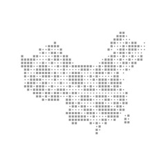 China map grey dotted square pattern.