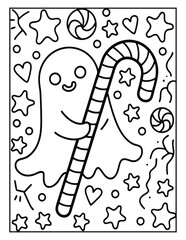 Halloween Spooky Coloring Page for Kids and Adults | Creepy and Fun Halloween Illustration