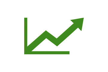 Green upward trend graph arrow isolated on a transparent background