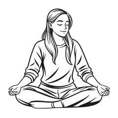 Woman meditating in lotus pose with closed eyes and open hands meditation yoga