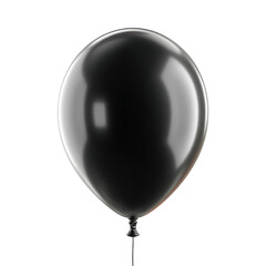 A single black balloon floats against a black background, isolated on transparent background, perfect cutout, PNG