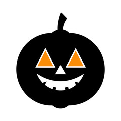 Minimal pumpkin silhouette with triangle cut eyes vector illustration with white background spooky icon