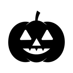 Minimal pumpkin silhouette with triangle cut eyes vector art with white background Halloween festive design