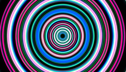 Vibrant concentric circles of various hues create a mesmerizing, dynamic visual effect.