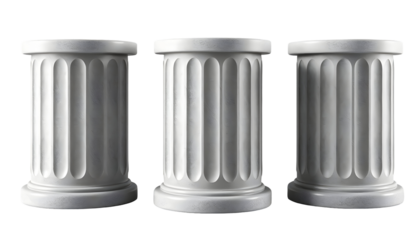 Three Classical Columns on Transparent Background