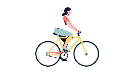 Fototapeta premium Minimalist Illustration of a Woman Cycling, Promoting Sustainable Transportation and Active Lifestyles for Health, Environment, and Urban Mobility Initiatives