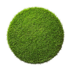 Circular patch of lush green grass isolated on a transparent background, symbolizing nature and growth, perfect for eco-friendly themes or springtime concepts