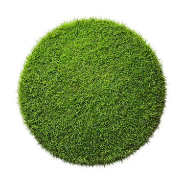 Circular patch of lush green grass isolated on a transparent background, symbolizing nature and growth, perfect for eco-friendly themes or springtime concepts