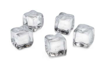Set of ice cubes isolated on a transparent background, perfect for refreshing summer drinks, evokes a sense of coolness and purity
