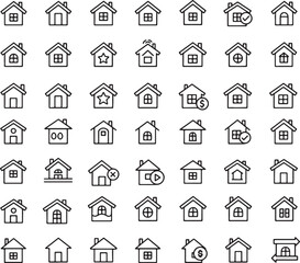 Home Line Icons. Editable Stroke. Contains such icons as House, Real Estate, Family, Real Estate Agent, Investment, Residential Building, City, Apartment, Building